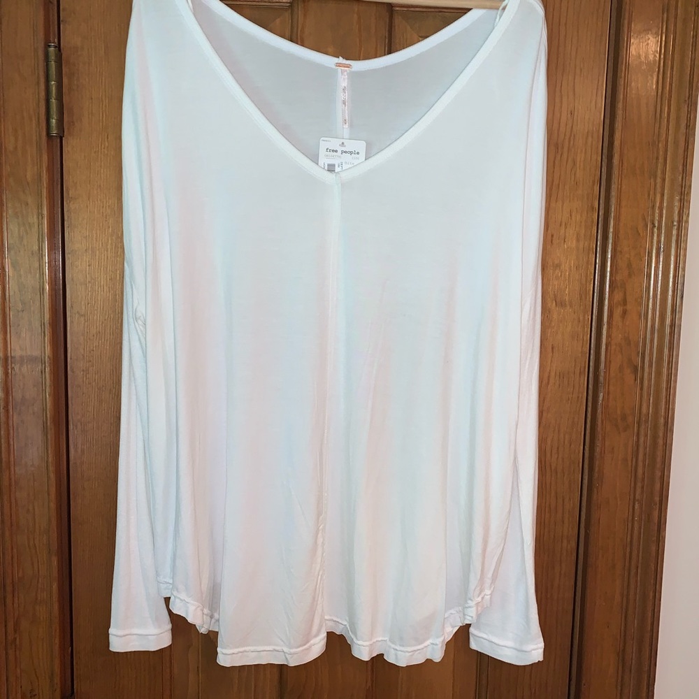 Free People, Long Sleeve, Bohemian White Tee